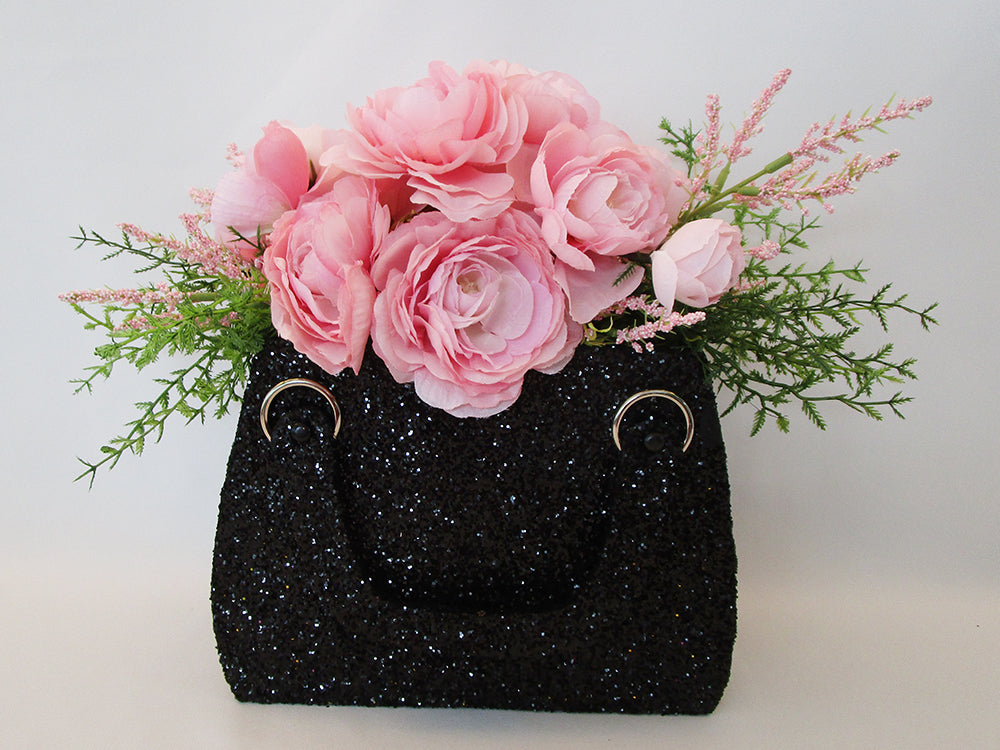 Floral purse  table centerpiece - Designs by Ginny