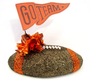 Brown and orange football go team centerpiece - Designs by Ginny