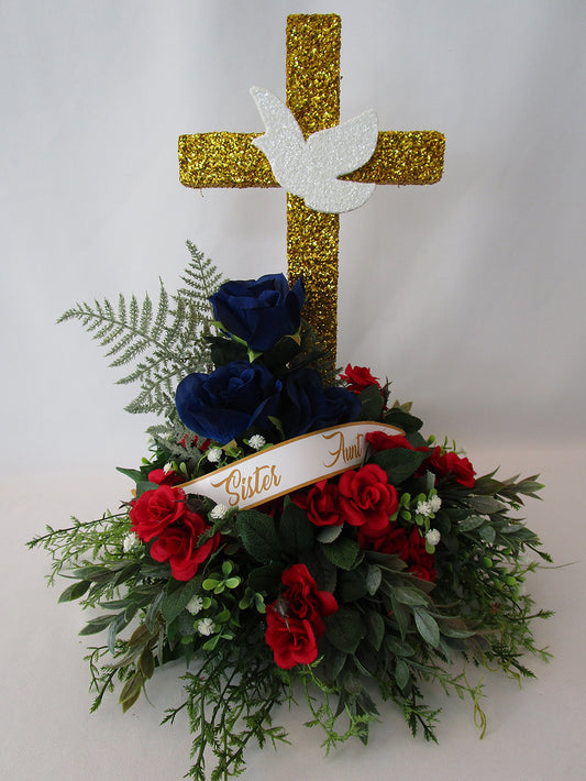 Dove on cross table centerpiece - Designs by Ginny