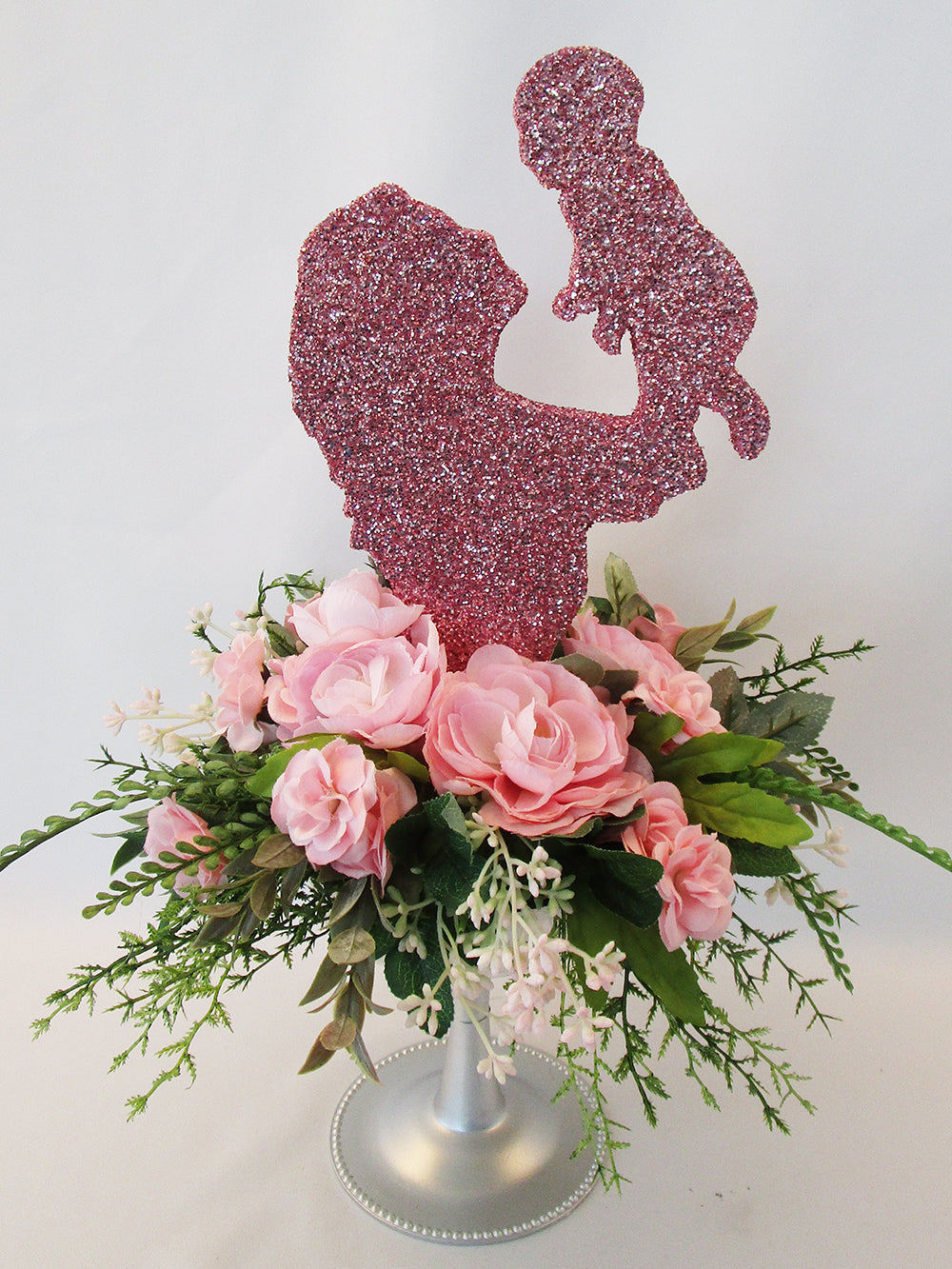 Mother holding baby table centerpiece - Designs by Ginny