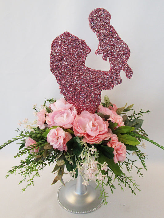 Mother holding baby table centerpiece - Designs by Ginny