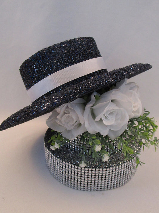 Melanie style Navy boater hat centerpiece - Designs by Ginny