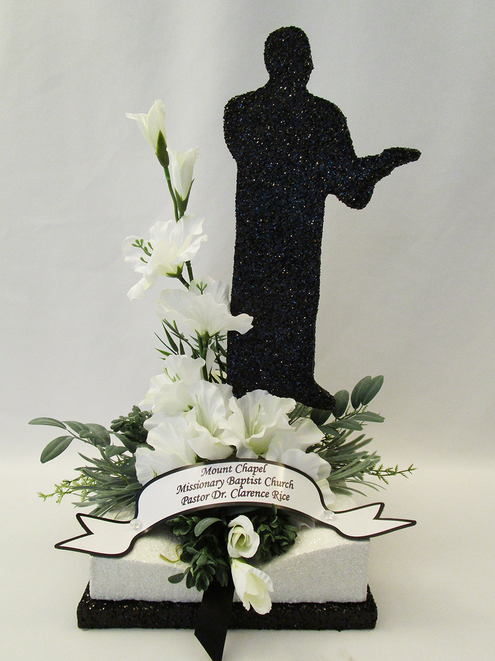 Floral Pastor and  bible centerpiece - Designs by Ginny
