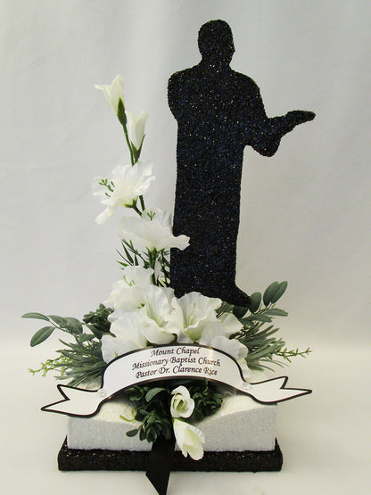 Floral Pastor and  bible centerpiece - Designs by Ginny
