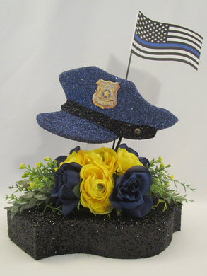 Floral police hat centerpiece - Designs by Ginny