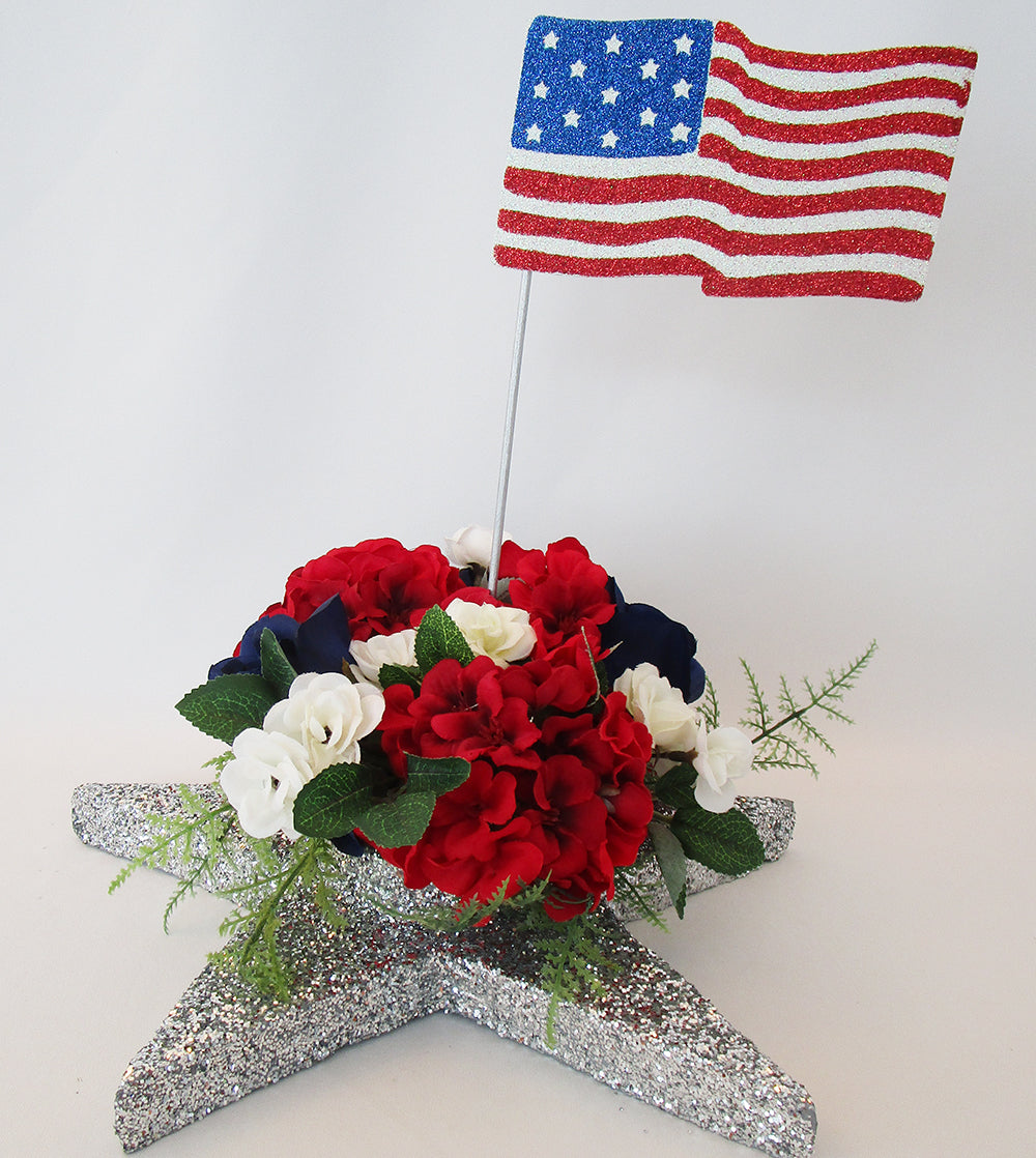 RED,White & Blue Table Centerpiece on Star Base - Designs by Ginny