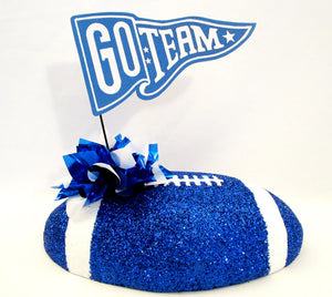 Royal blue and white football go team centerpiece - Designs by Ginny