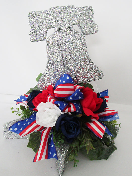 Silver Liberty Bell table centerpiece - Designs by Ginny