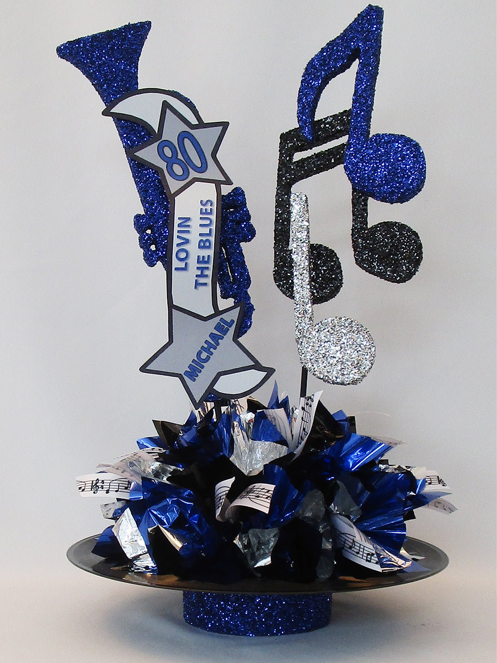 Trumpet birthday centerpiece - Designs by Ginny