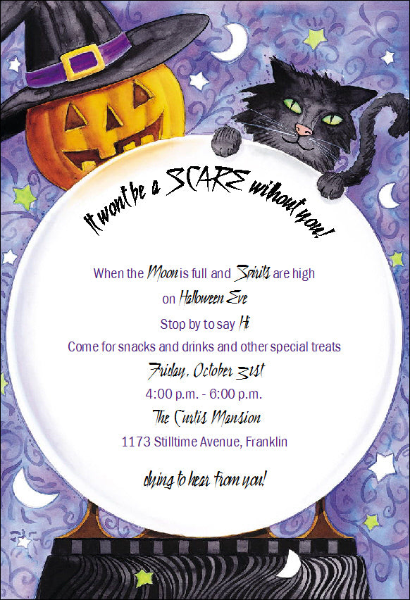 Halloween Pumkin & Cat Invite