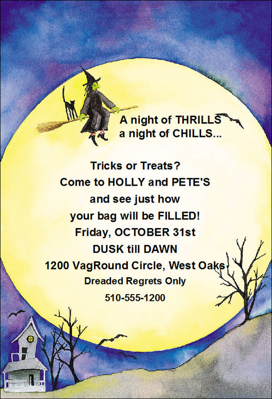 Witch Over the Moon Halloween Party Invite