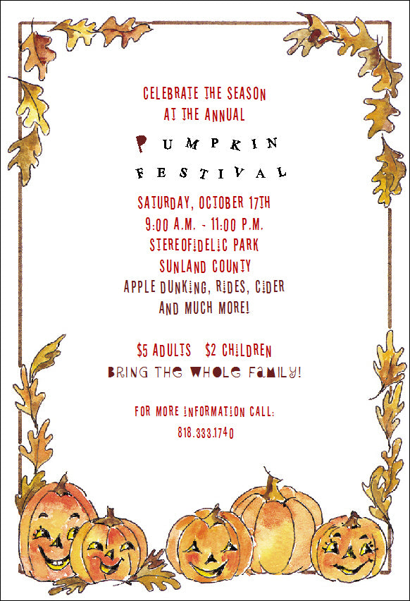Pumpkin Border Halloween Party Invite
