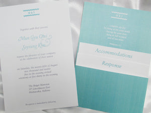 Turquoise  and white Wedding Invite - Designs by Ginny