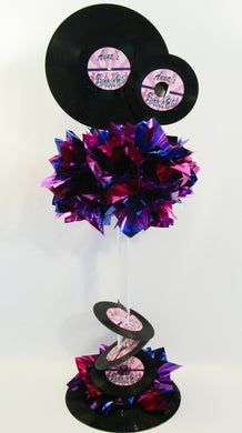 Colorful tall Motown record centerpiece - Designs by Ginny