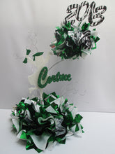 Load image into Gallery viewer, Green &amp; white metallic tissue 2 tier graduation centerpiece - Designs by Ginny

