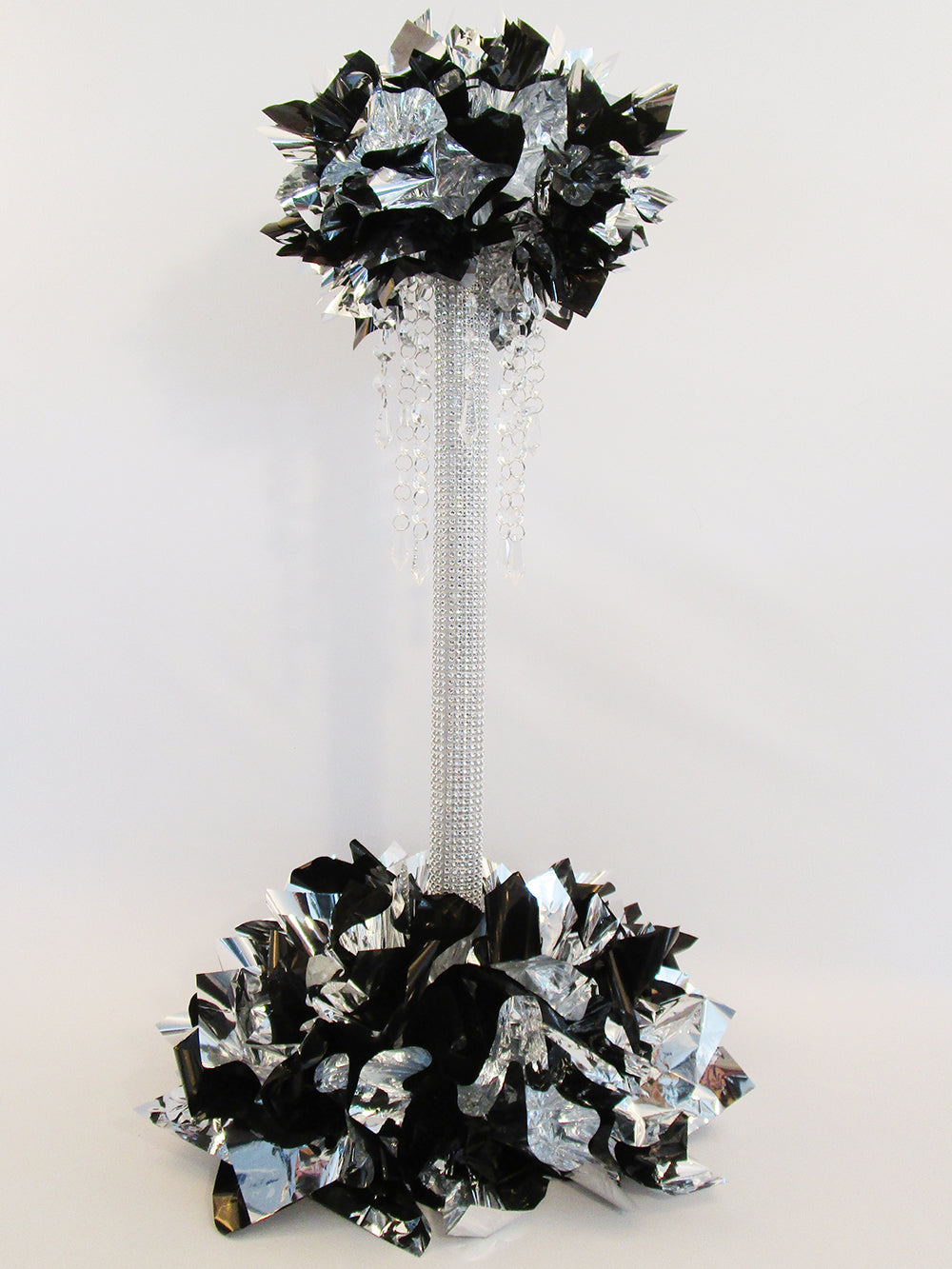2 tier tall Black and Silver Centerpiece