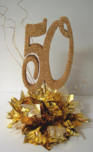 Load image into Gallery viewer, 50th anniversary centerpiece on metallic tissue base - Designs by Ginny
