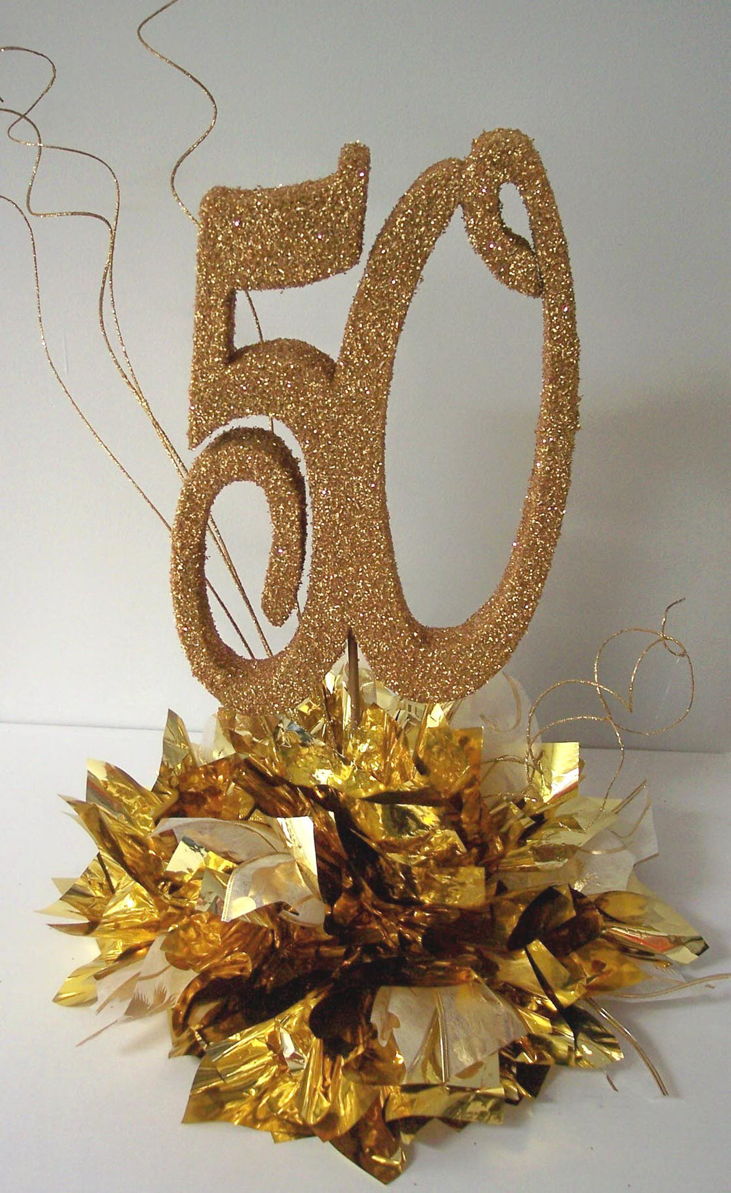 50th anniversary centerpiece on metallic tissue base - Designs by Ginny