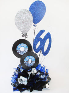 60th balloons and records birthday centerpiece - Designs by Ginny
