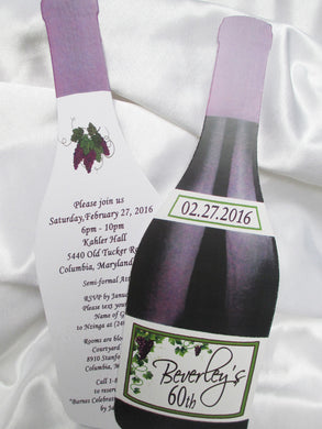 Wine bottle shaped invite - Designs by Ginny