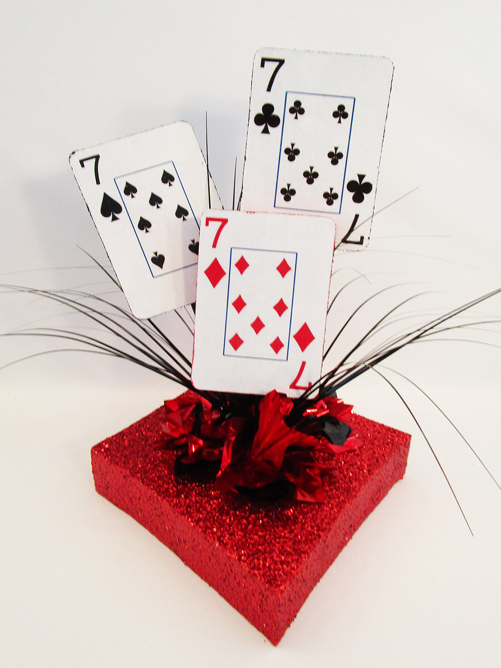 Number 7 playing cards, 21 centerpiece - Designs by Ginny