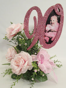 90th Birthday Centerpiece with picture - Designs by Ginny
