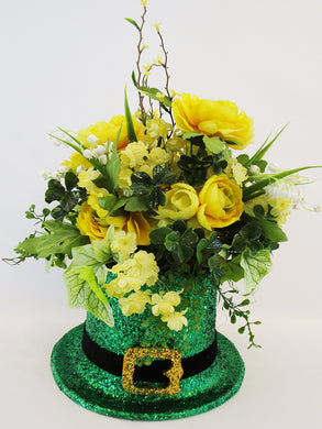Silk floral Irish top hat centerpiece - Designs by Ginny