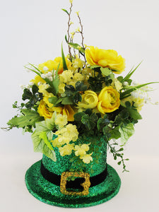 Silk floral Irish top hat centerpiece - Designs by Ginny