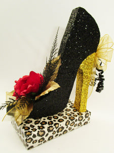 High Heel shoe with Red Rose Centerpiece