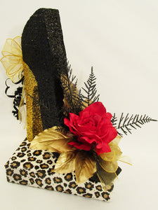 High Heel shoe with Red Rose Centerpiece