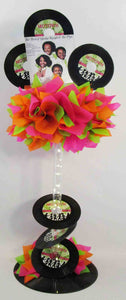 Neon tall record centerpiece - Designs by Ginny