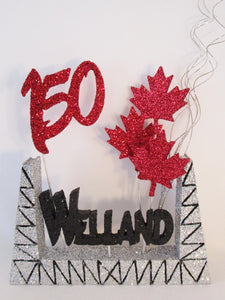 Welland's 150 anniversary celebration centerpiece, Designs by Ginny