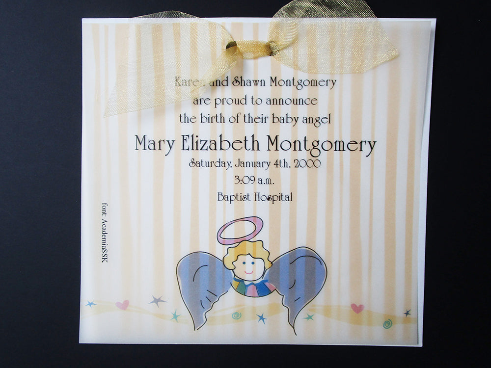 angel invite or announcement - Designs by Ginny