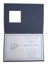 Load image into Gallery viewer, Navy fold-over Wedding Invite
