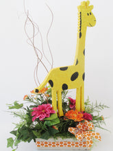 Load image into Gallery viewer, Styrofoam Giraffe &amp; silk floral baby shower centerpiece - Designs by Ginny
