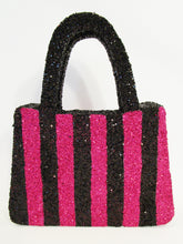 Load image into Gallery viewer, Black and Fuchsia striped purse - Designs by Ginny
