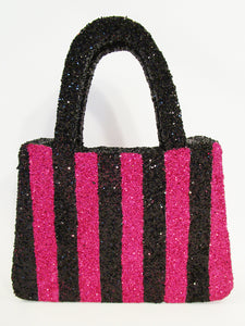 Black and Fuchsia striped purse - Designs by Ginny