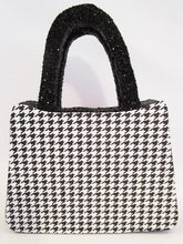 Load image into Gallery viewer, black and white herringbone Styrofoam purse - Designs by Ginny
