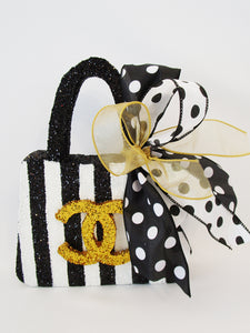 Chanel black and white purse centerpiece - Designs by Ginny