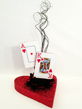 Load image into Gallery viewer, Blackjack themed heart centerpiece - Designs by Ginny
