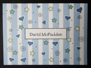 Blue stripes and blue hearts notecards - Designs by Ginny