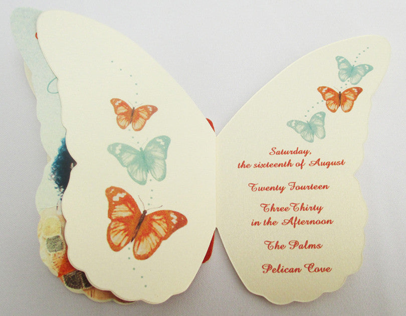 Butterfly Shape Cutout Wedding Invite SAMPLE