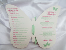 Load image into Gallery viewer, Fuchsia &amp; Mint Green Butterfly Wedding Program
