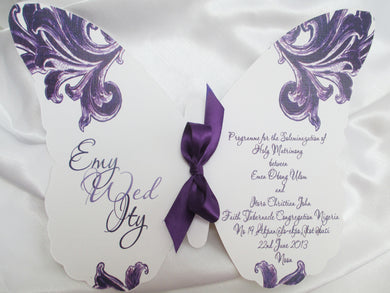 Custom butterfly cutout wedding program - Designs by Ginny