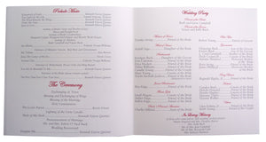 Square Wedding Program with bow & Initial