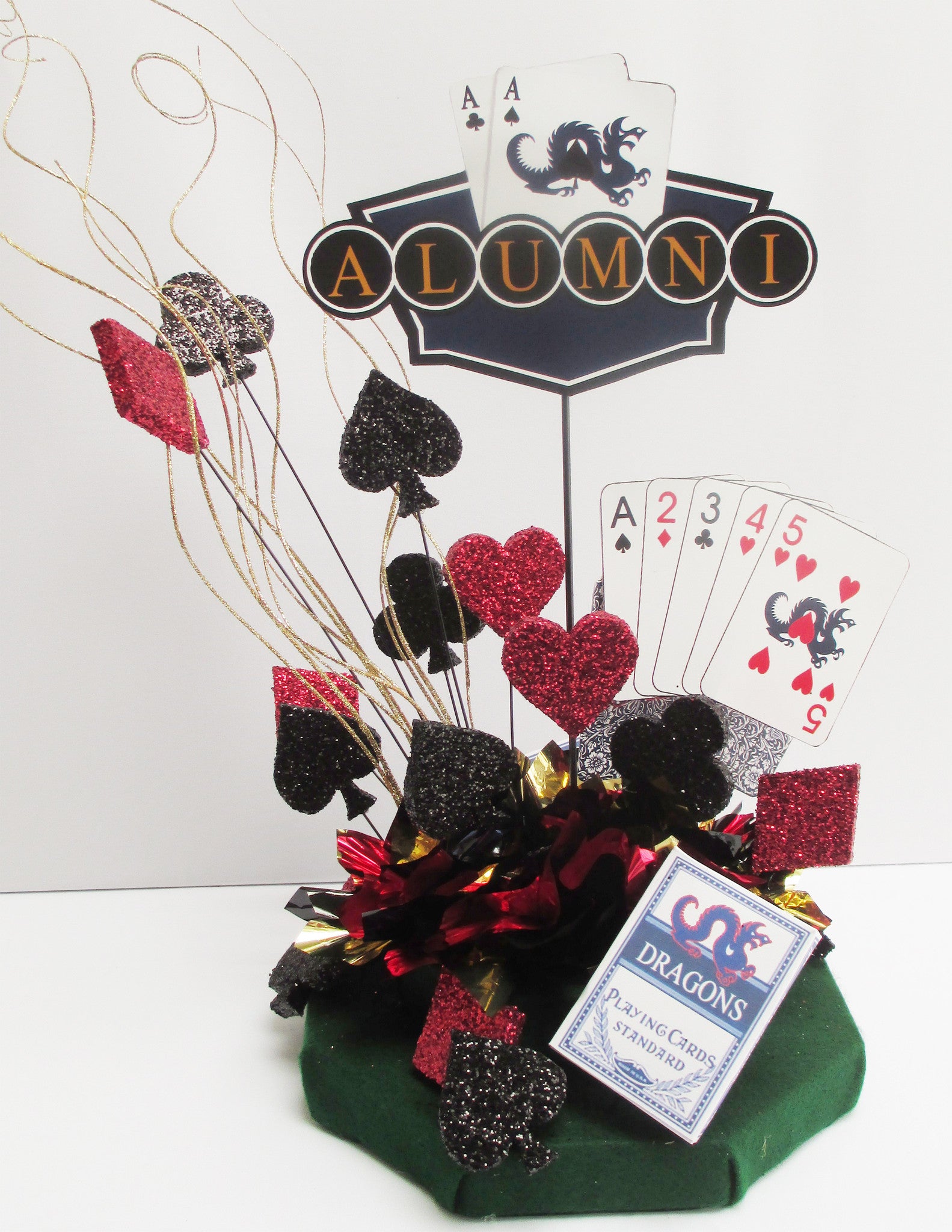 Playing Card Centerpiece 13" Paper Foil Casino Vegas Gambling Table  Decoration