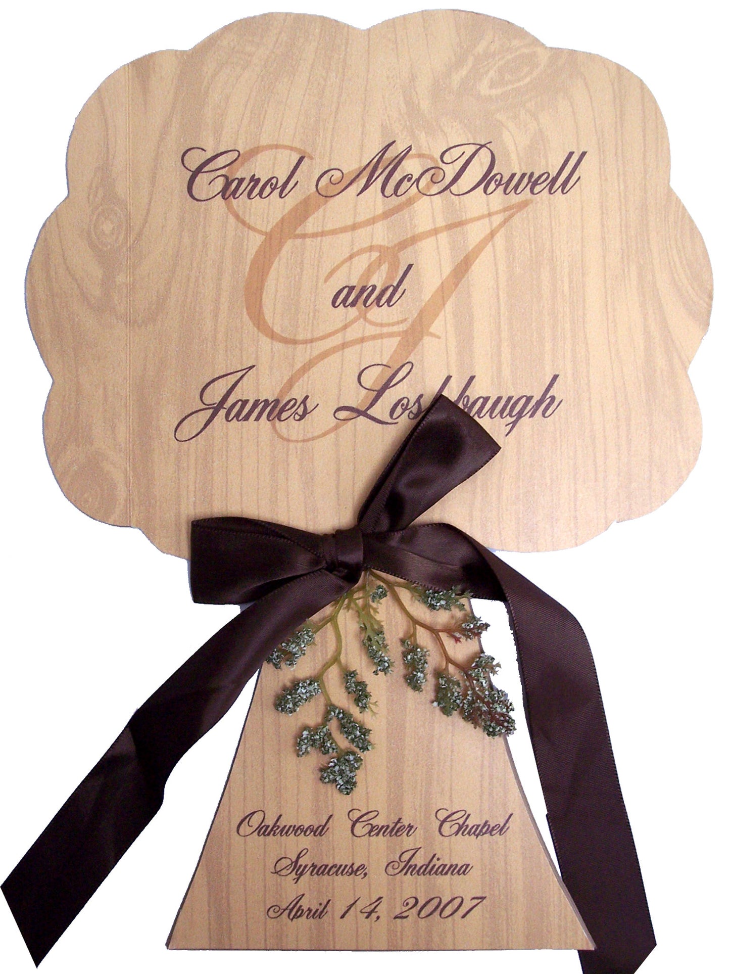 Tree Shaped Wedding Program Sample
