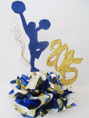 Cheerleader Centerpiece, Metallic Tissue Base, Year Cutout - Designs by Ginny
