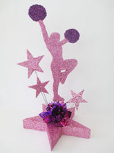 Load image into Gallery viewer, Cheerleader on star base with star cutouts centerpiece - Designs by Ginny
