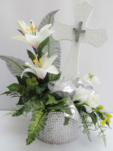 Cross, Florals in Rhinestone Base